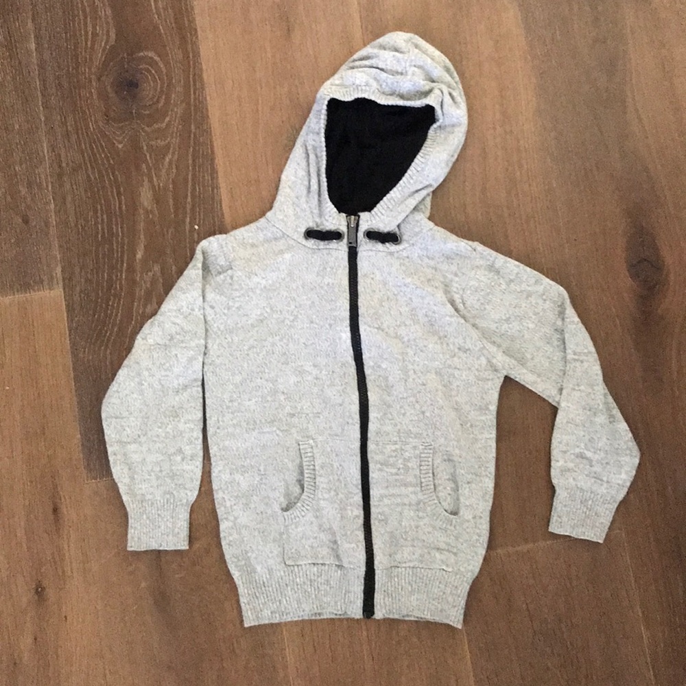 Pumpkin patch hooded grey zip sweater